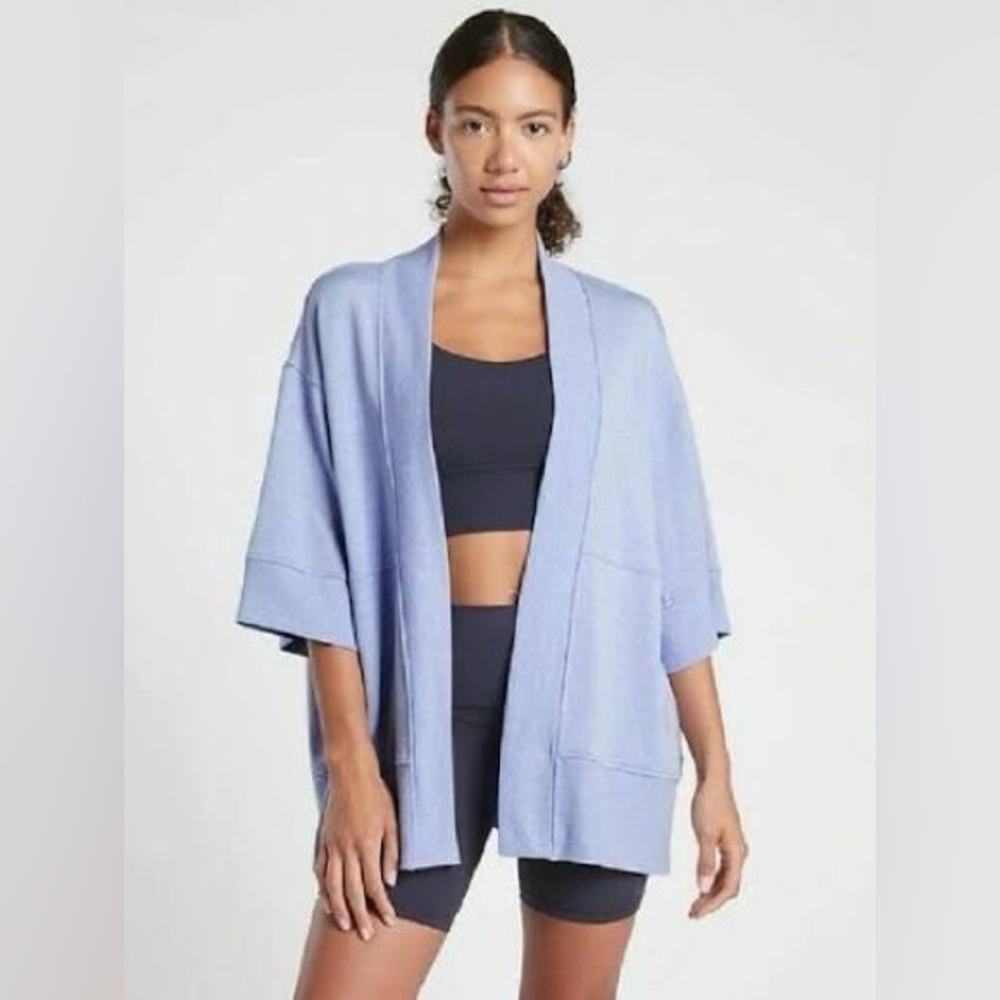 New Athleta Lotus Wrap Blue size large xl blue sweater kimono cozy comfy
